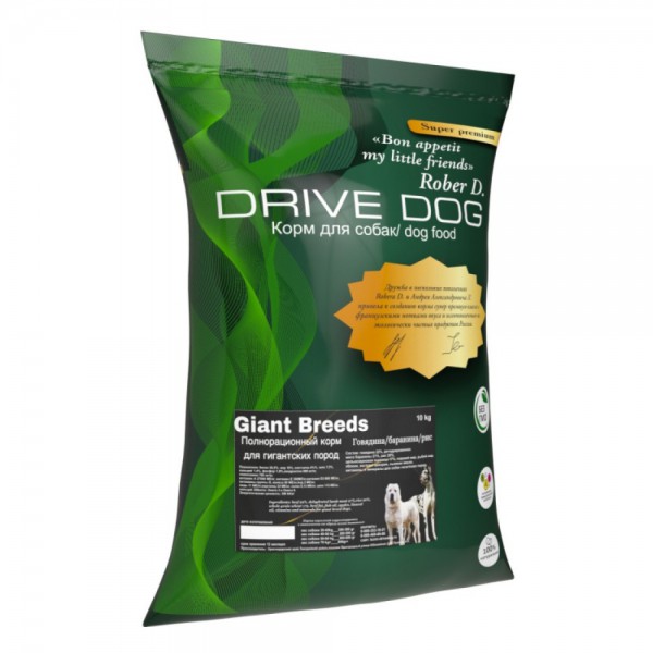 Супер-премиум корм Drive Dog для собак крупных и гигантских пород с бараниной